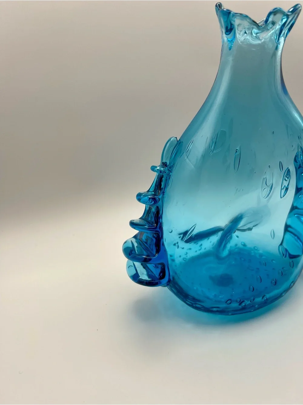 Murano Style MCM Handblown Blue Glass Art Vase 8”